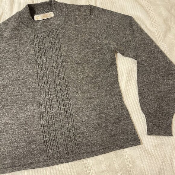 Vintage Camela Wool Knit Mockneck Sweater Grey- M - Picture 4 of 11